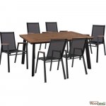 Dining table set made of aluminum and polywood in anthracite color