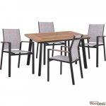 Dining table set made of polywood and armchair in color gray