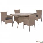 Esstisch Set aus Rattan in Farbe Braun Mokka