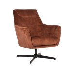 Sessel Toby 75x80x85 cm Rost Velours | Schwarzes Metall