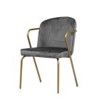 Sessel "Gama" aus grauem Samt und goldenem Metallgestell