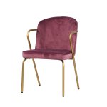 Sessel "Gama" aus rose Samt und goldenem Metallgestell