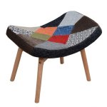 Fußhocker RUBI im Patchwork Design 65x44x49 cm | Mit Holzbeinen