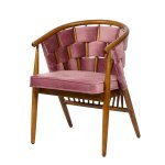 Sessel "Juliet" aus rose Samt und Holzgestell