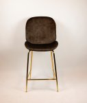 "Judi Low" bar stool made of brown velvet and metal frame