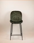 "Judi Low" bar stool made of green velvet and metal frame