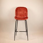 "Judi High" bar stool made of pink velvet and metal frame