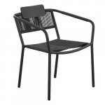 Outdoor armchair "Kiwi" made of aluminum and wire mesh in black 61x80x46x65cm, stackable