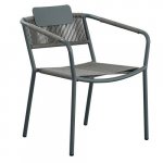 Outdoor Sessel "Kiwi" aus Aluminium und Seilgeflecht in grau 61x80x46x65cm cm stapelbar