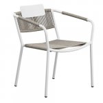 Outdoor armchair "Kiwi" made of aluminum and wire mesh in white-grey 61x80x46x65cm, stackable