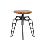Metall-Hocker Holzsitz Industrial Design Grau