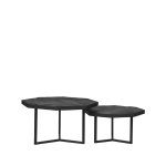 Couchtisch Set Figur 70x70x40 Cm Schwarzes Mangoholz | Schwarzes Metall
