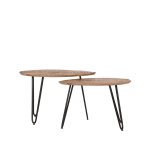 Couchtisch Set Frisk 68x43x44 cm Raues Mangoholz | Schwarzes Metall