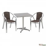 Set Esszimmer 3 Stück - Tisch Frodo & Sessel Noel aus Aluminium