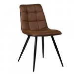 Stuhl "Lauren" aus Mikrofaser in Cognac und Metallbeinen