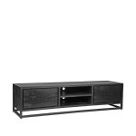 TV-Möbel Chili 160x45x40 cm Schwarzes Mangoholz | Schwarzes Metall