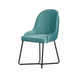 Stuhl "Vera Star" aus blau-türkisem Samt und schwarzem Metallgestell