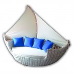 Boot Sofa "Varka" aus Teakholz und Rattan