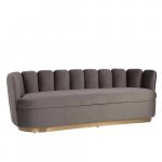 3-Sitzer Sofa "Blaze" aus grauem Samt und goldenem Metallgestell