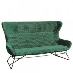 3 Sitzer Sofa "Megan" aus grünem Samt und Metallfüßen