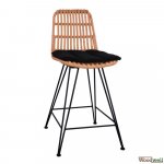 Barhocker Allegra Wicker inkl. Schwarzen Kissen in Beige