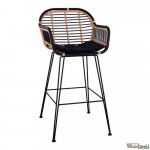 Barhocker Allegra Wicker mit Kissen in Schwarz-Beige