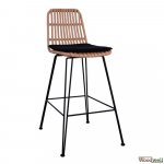 Barhocker Allegra Wicker mit schwarzem Kissen in Beige