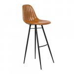 "Danton" bar stool made of brown synthetic leather and metal frame