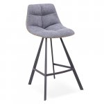 Barhocker "Jax" mit blauer gewebter Polsterung und scharzem Metallrahmen