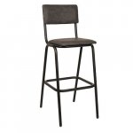 Bar stool "Skool Anthracite" made of wood, anthracite synthetic leather and metal frame