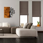 Wand Dekoration aus Holz mit Metallbaum 58Χ58cm