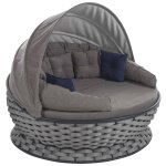 ZWEISITZER-SOFA, RUND, METALLSCHAUM-SEILFARBE, GRAU