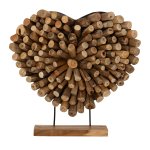 TABLE DECORATION SHINZO HEART SHAPE TEAK BRANCH WOOD IN NATURAL COLOR 57x5x56Hcm