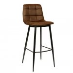 Barhocker "Lauren" aus Mikrofaser in Cognac und Metallbeinen