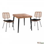 Esstisch-Set 3 Stk. mit Allegra Wicker in Beige - Schwarz | Outdoormöbel