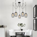 CEILING LAMP 5LIGHT METALLIC BLACK 60-120x50-130 cm