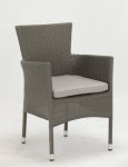 Outdoor Sessel stapelbar aus Aluminium in Grau Rattan Look