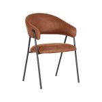 Polsterstuhl "Lowen" aus Cognac farbendem Mikrofaser und schwarzem Metallgestell