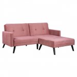 Eck-Sofa Bett "Livia" rose mit extra Fußhocker 211x158x83cm
