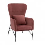 Sessel "DANIA" aus rosé Samt mit schwarzen Metallbeinen