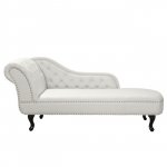Chesterfield Chaiselongue Ottomane aus Kunstleder weiß linke Seite