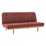 Sofa-Bett 3 Sitzer aus rosé Samt 193x85x88cm