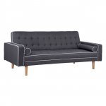 SOFA BETT SALVADOR IN GRAU MIT 2 SEITENKISSEN 224x88x84 cm