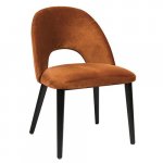 "Jyll" chair made of terracotta velvet and legs made of black solid beech