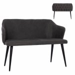 2-SITZER SOFA "CARLOS" AUS GRAUEM NUBUKSTOFF MIT HOLZFÜSSEN 119x60x84cm