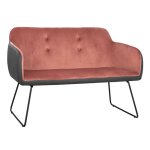 Sofa Abigail mit Samtstoff in Farbe Rosé und grauem PU im Rücken