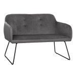 Sofa Abigail mit Samtstoff in Grauton und grauem PU im Rücken