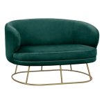 ARIEN Zweisitzer-Sofa in Farbe Grün mit goldener Metallbasis.