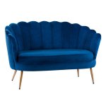 COQUILLE Zweisitzer-Sofa aus Samt in Blau