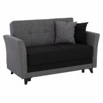 SCHLAFCOUCH 2 SITZ RHONA GRAU-SCHWARZ MIT STAURAUM 150x88x80